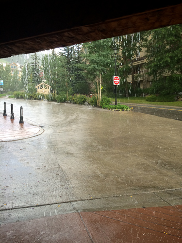 Trying to stay dry in an unexpected thunderstorm