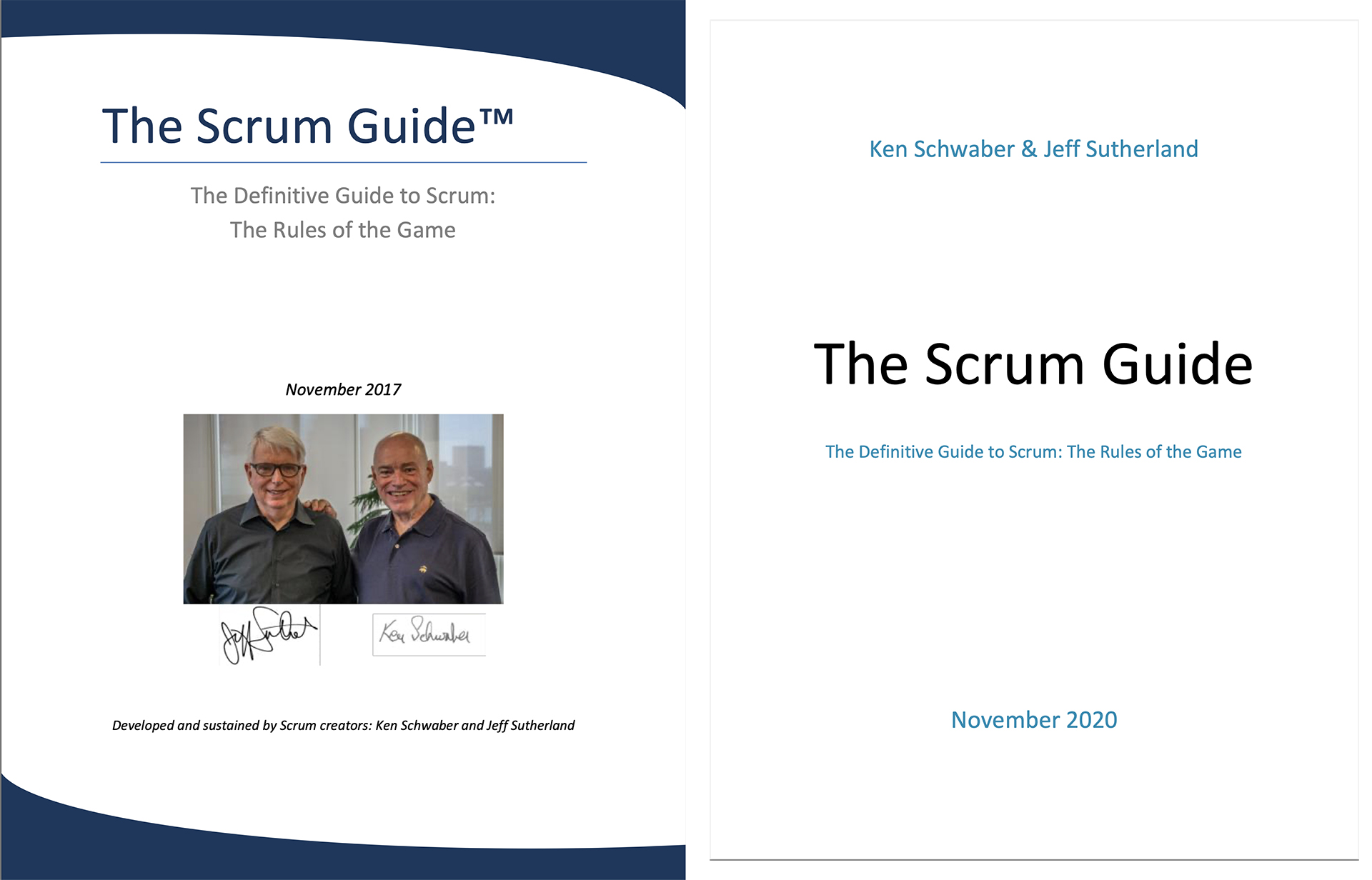 The last two Scrum Guide Covers